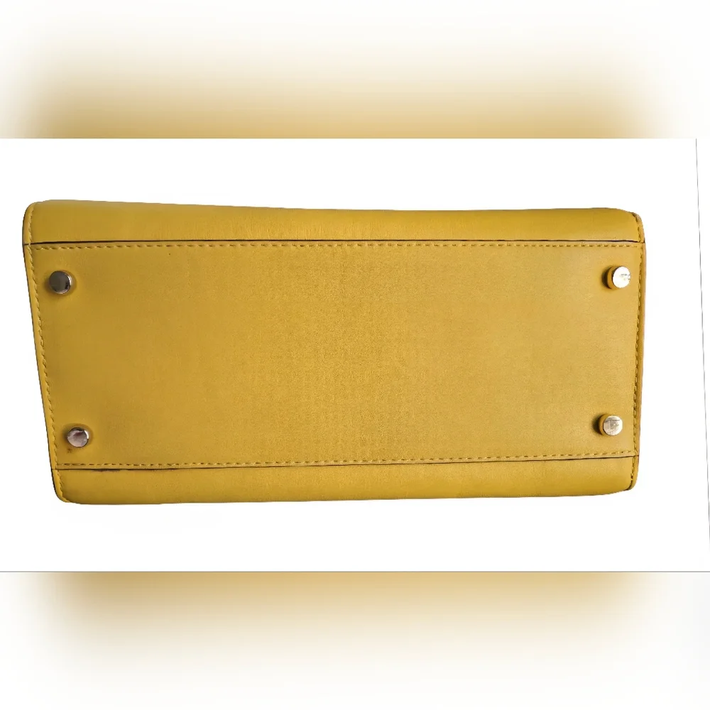 Kate Spade Yellow Leather Tote with Silver Ring Handles